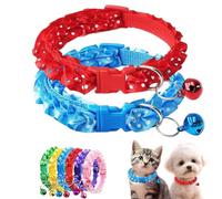 Puppy Collar with Bell,2-Pack Basic Xs Dog Collar,Wave Point Lace Cat Collar with Bell Adjustable Buckle for XXS Xs Extra Small Tiny Little Pet Female Kitten Dogs Neck 7.5-12.5 Inch