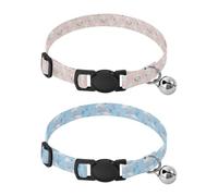 Puppy Collars Adjustable Dog Girls and Boys Collar Set of 2 Blush Background White Elephants Butterfly Light Blue Background Enchanted Steed Rainbow Cloud