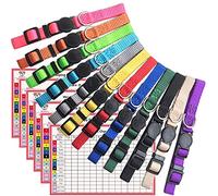 Puppy ID Collar Identification Soft Nylon Adjustable Breakaway Safety Whelping Litter Collars for Newborn Pets with Record Keeping Charts 12pcs/Set (S)