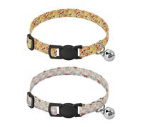 Puppy Collars Quick Release Buckle Collar for Female Dogs 2 Packs Autumn Harvest (Pumpkin & Acorn) Blush Floral & Green Leaf