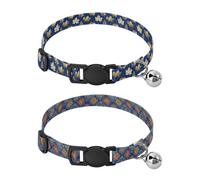 Puppy Collars Quick Release Buckle Dog Collar for Puppy Girl Boy Set of 2 Gold Leaf (Maple) Mandala Patchwork