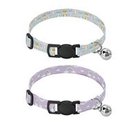 Puppy Collars Quick Release Buckle Female Dog Collars 2 Pack Cute Cartoon on The Prairie Fox Cute Animal Crocodiles Rainbows Pastel Purple