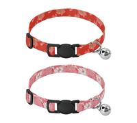 Puppy Collars Quick Release Buckle Girl and Boy Dog Collars 2 Pack Big Red Bloom Flowers Peach Water Lily Flower Bloom