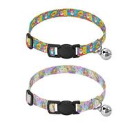 Puppy Collars Release Buckle Male Dog Collars 2 Pack Christmas Colorful Santa Tree Reindeer Christmas Colorful Balloon Pattern