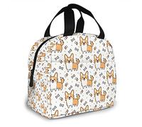 Puppy Corgi Dog Lunch Bag Insulated Lunch Box with Front Pocket For Office Picnic Travel