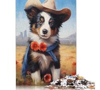 Puppy Cowboy Jigsaw Puzzle 500 Piece Jigsaw Puzzles For Adults Teenager Wooden Puzzles Toy Game Explore Creativity And Problem Solving 500pcs (52x38cm)