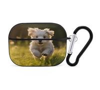Puppy Crossing The Grass Earbuds Organizer Shockproof Protective Airpods Pro Cover with Carabiner Clip Anti Fall Carrying Earphone Case Cover for Airpods Pro 2nd Generation Black