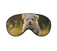 Puppy Crossing The Grass Sleep Mask Comfort Travel Eye Masks with Adjustable Elastic Strap Soft Funny Block Light Sleep Eye Cover for Side Sleeper for Nap Men Women Gift