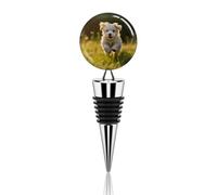 Puppy Crossing The Grass Wine Stopper Zinc Alloy Beverage Bottle Stopper Reusable Leak Proof Wine Cork Cute Champagne Saver Decorative Bottle Sealer Plug Gift for Men Women