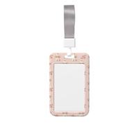 Puppy Crown Pink White Print Badge Holder with Lanyard, Hard Plastic Vertical Name ID Card Badge Holders