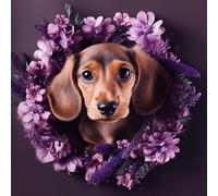 Puppy Dachshund 11ct Counted Cross Stitch Stamped Pre Printed Cross Stitch Embroidery Kits for Adults Starter DIY Embroidery Needlework Kit with Patterns 50×50cm(u-e107)