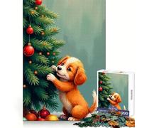 Puppy Decorating Christmas Tree 1000 Pieces Jigsaws Adults Puzzles Gifts Boost Memory Mental Relax Premium Cut Warm Surprise (38x52cm)