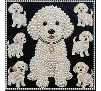 Puppy DIY Pearl Art Diamond Painting with Frame 30x30cm for Adults Home Decor