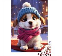 Puppy Dog 1000 Pieces Jigsaw Puzzle for Adults - Cute Animals Premium Wooden Difficult Puzzles, Family Game Night Gift, Wall Art Home Decor, Relaxing Therapy Toy 1000pcs (75x50cm)