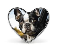 Puppy Dog Boston Terrier Buttons Pin Memorial Boutonniere for Wedding Groom Bride, Customize Lapel Heart Pin for Christmas, Men Women Costume Decorative Fashionable Brooches