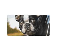 Puppy Dog Boston Terrier Desk Mat Non-Slip Office Desk Mat 23.6" X 11.8" Large Mouse Pad with Rubber Base Waterproof Desk Writing Pad for Office and Home