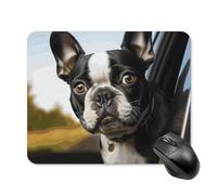 Puppy Dog Boston Terrier Mouse Pad Square Laptop Mouse Mat Cute Computer Mousepad Keyboard Pad Non-Slip Desk Pads for Gaming Office Work Home 20 * 25cm