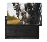 Puppy Dog Boston Terrier Passport Holder for Men, PU Leather Passport Cover with Card Slot, Waterproof Passport Protector for Travel, Wallet Protector Case for Women