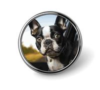 Puppy Dog Boston Terrier Round Badge Cute Enamel Lapel Pin Brooches Button Pin Personalized Clothing Decoration Unisex Badge Holder Hats Bags Shirts Decor