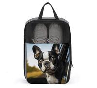 Puppy Dog Boston Terrier Shoe Bags with Zipper, Portable Shoe Organizer with Handle, Personalized Shoes Tote Bag for Travel, Waterproof Shoes Carrier, Storage Pouch