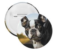 Puppy Dog Boston Terrier Tinplate Badge Personalized Round Brooch Large Craft Button Suitable for Teachers, Nurses, Doctors, Staff, Party Gift Accessories, 5PCS, Plastic, plastics