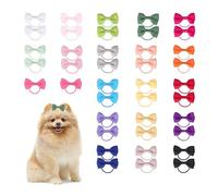 Puppy Dog Bows 40Pcs Cute Hair Bows with Ties for Pet, 20 Mix Colors Hair Bowknot