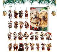 Puppy, Dog Charm Holiday Countdown, 25cm 2025 Christmas Calendar for Kids Birthday Party Backpack Bag Wall Table Bedroom Window Car Kitchen, Resin with Colorful Design