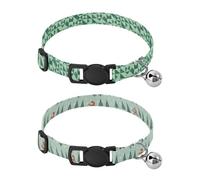 Puppy Dog Collar Quick Release Buckle Girl and Boy Dog Collars 2 Packs Christmas Light Green Abstract Shapes Trees Christmas Light Green Foxes Trees