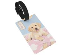 Puppy Dog Luggage Tags for Suitcases, PVC Suitcase Tag with Secure Strap Suitcase Identifier with Privacy Name Card for Travel Bag Tags Personalized Baggage Tag for Women Men
