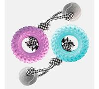 Puppy & Dog Pastel Fling & Chew Tyre - Durable Floating Dog Toy for Chewing, Tug-of-War & Fetch - Soft Pastel Colours - Water-Resistant Tire Toy - Interactive, Safe, Lightweight, Teething-Friendly