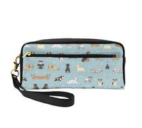 Puppy Doodles Print Leather Small Makeup Bag â€“ Reusable Cosmetic Accessories Organizer, Travel Toiletry Bag