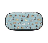 Puppy Doodles Print Unisex Pencil Case Pouch - Compact Design for Pencils, Small Items - Double-Headed Zipper