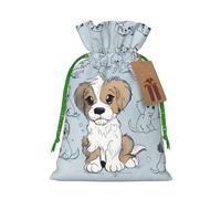 Puppy Doodles Printed Christmas Drawstring Gift Bags-Xmas Wrapping Bags,Candy Bag,For Holiday Party Decorations,Wedding Party Supplies S Green Christmas Ribbon