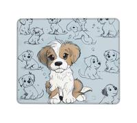 Puppy Doodles Printed Gaming Mouse Pad 10.3x8.3 Inches, Non-Slip Rubber Base Laptop Mousepad Desk Mat with Stitched Edges for Gamer, Office, Home