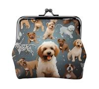 Puppy Doodles Women's Leather Kiss Lock Pouch â€“ Stylish Small Zipper-Free Wallet for Coins, Cards, Makeup & Essentials â€“ Compact & Lightweight Design for Daily Use, Travel & Gifting