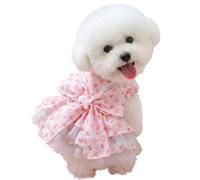 Puppy Dress - Adjustable Cute Pet Accessories for Medium Dogs | Pink Heart Tutu with Bow Cute Outfit for Cats, Pomeranian | Dog Clothes for Girls - Spring