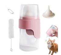 Puppy Drinkware, Orphan Pet Supplying Tool, Spill Proof Cap Closure, Soft Silicone Pacifier, Handheld Formula Dispenser, Miniature Nutrition Aid, Pink Accent Design, 2.4x2.2x5.12 in