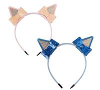 Puppy Ears Hairband - Animal Themed Cosplay Band, Sparkly Dog Ear Costume Hoop | Wide To Application, Fun Photo Booth Prop With Bow, Dress Up Party Accessory For Girls Kids Event Celebration WearPuppy