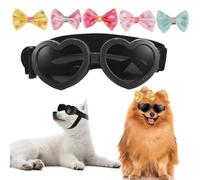 Puppy Eyewear and Hair Clips Set: Heart-Shaped Adjustable Dog Glasses with 5 Chic Hair Accessories