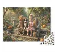 Puppy & Girl Recycled Paper Jigsaw Puzzle 1000 Piece Enchanted Garden Birthday Gift Memory Improvement Party Game Home Decor 38x26cm/1000pcs