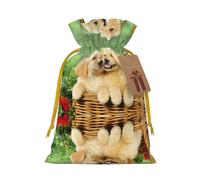 Puppy Golden Retriever Christmas Drawstring Sack Gift Bag, Lightweight And Cute In Design