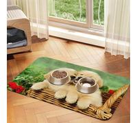 Puppy golden retriever print Cats Pet Bowl Placemat Pet Feeding Mats for Dogs, Non-Slip PU Leather Tablecloth for Pets