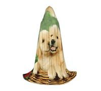 Puppy Golden Retriever Print Hooded Wizard Robe Halloween Cloak Medieval Renaissance Cosplay Christmas Party Outfits