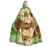 Puppy golden retriever print Unisex Medieval Viking Hooded Cape Cloak for Halloween Cosplay, Christmas Party Costume Outfits