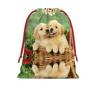 Puppy Golden Retriever Ultra Soft Velvet Gift Bag, Comfortable To The Touch, Reusable