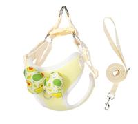 Puppy Harness and Leash Sets with Detachable Bows, Small Dog Adjustable Lightweight Vet Harness Ideal for Walking Running Training for Puppy Small and Medium Sized Dog (Yellow with 1 bow, S)