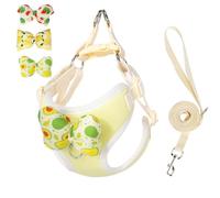 Puppy Harness and Leash Sets with Detachable Bows, Small Dog Adjustable Lightweight Vet Harness Ideal for Walking Running Training for Puppy Small and Medium Sized Dog (Yellow with 3 bows, S)