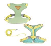 Puppy Harness Set Small Medium Dog Cat Vest Breathable Pet Chest Strap French Bulldog Chihuahua Poodle Supplies(Green,M)
