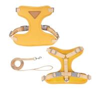 Puppy Harness Set Small Medium Dog Cat Vest Breathable Pet Chest Strap French Bulldog Chihuahua Poodle Supplies(Yellow,L)