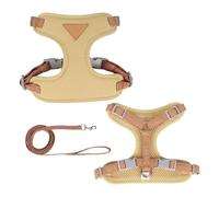 Puppy Harness Set Small Medium Dog Cat Vest Breathable Pet Chest Strap French Bulldog Chihuahua Poodle Supplies(Brown,XS)